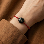 Handcrafted Oltu Stone Morse Code Bracelet - Secret Message